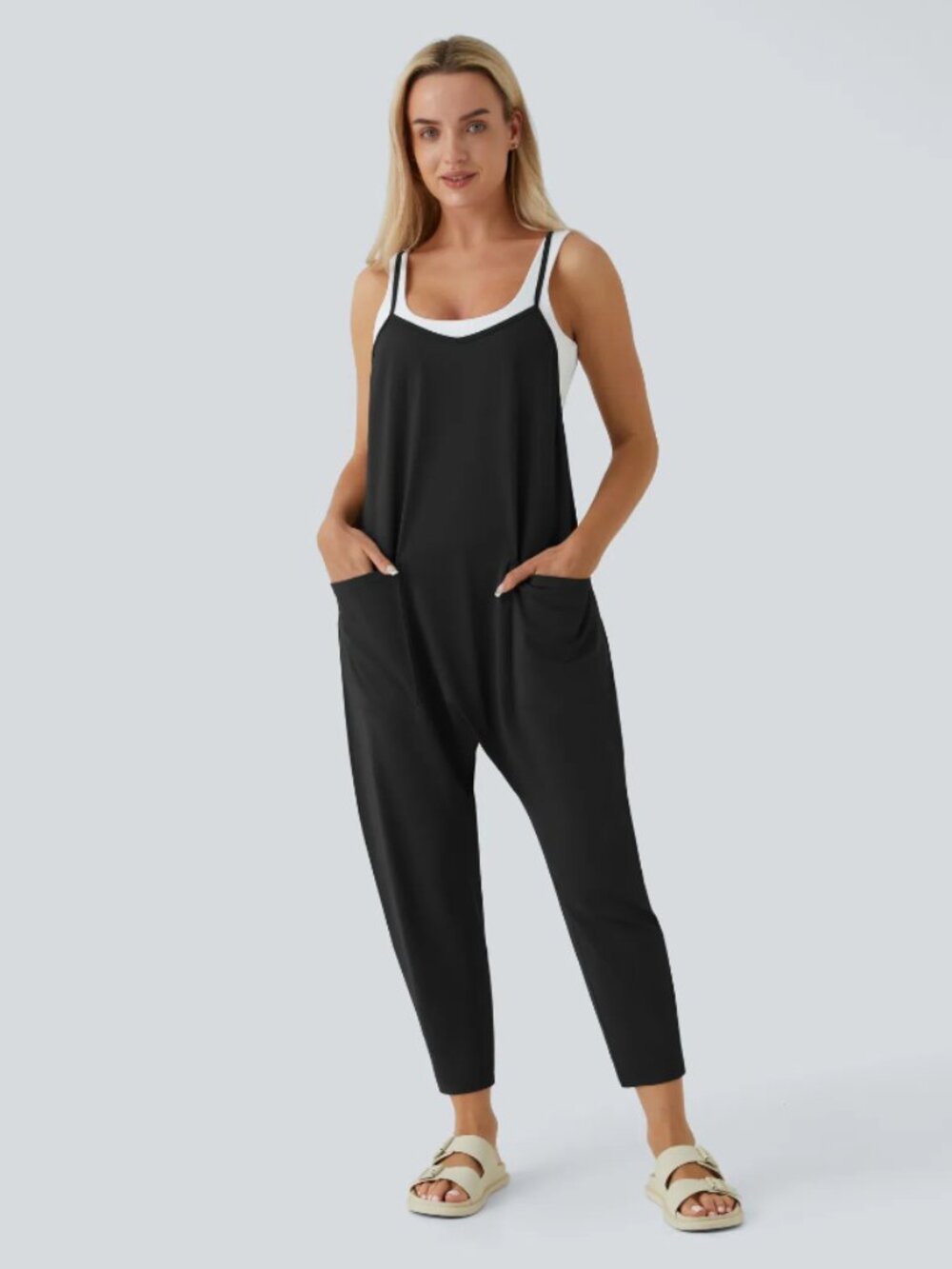 HALARA | Pockets Ankle Length Casual Loose Tapered Jumpsuit | Sz. L